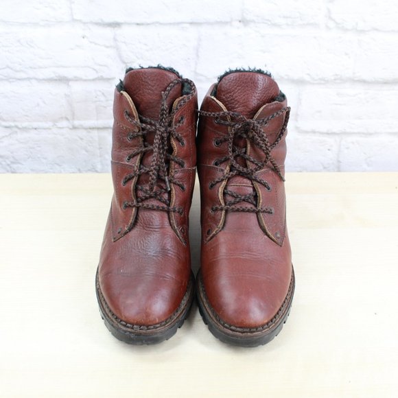 Women's Brown Pebbled Leather Lined Winter Ankle Boots Canada Made Size 9 D - Picture 5 of 9